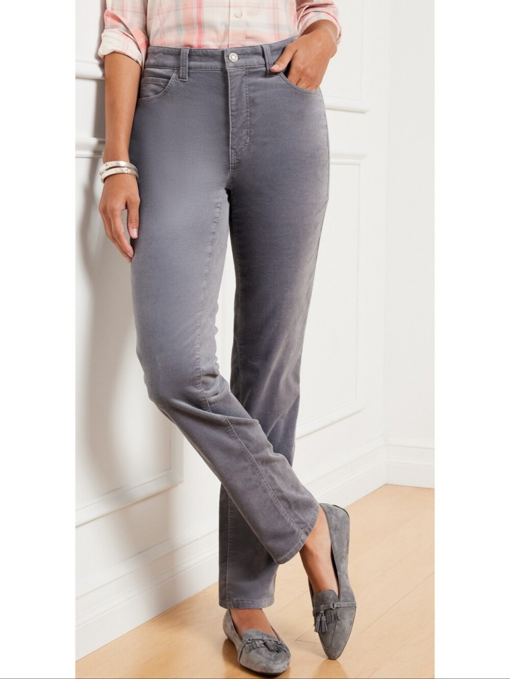 Talbots Velveteen Straight Leg Pants Gray Size 12